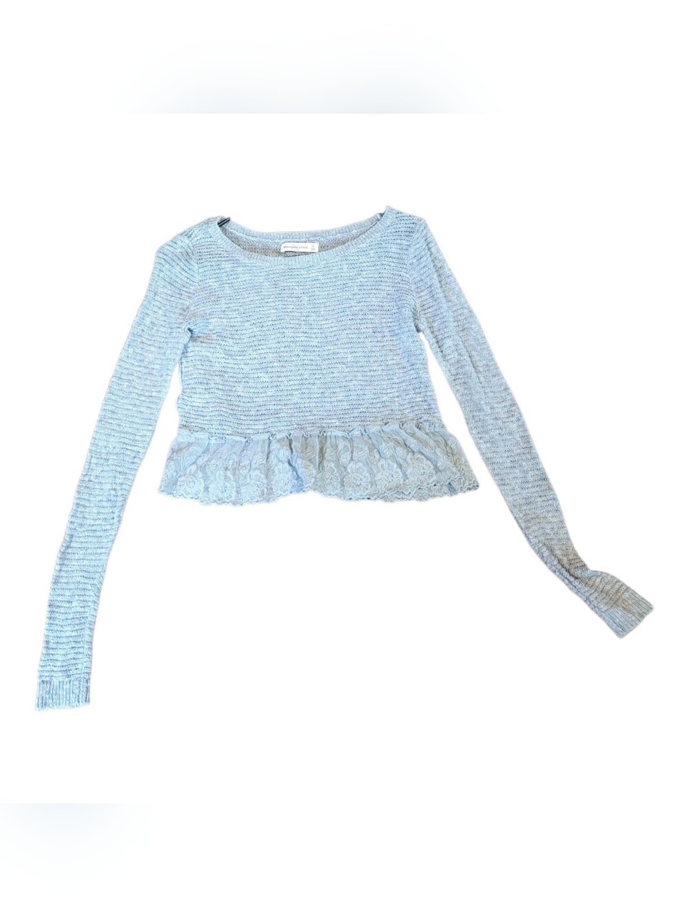 Abercrombie & Fitch gray lace  Long Sleeve crop top Size XS Coquette Preppy